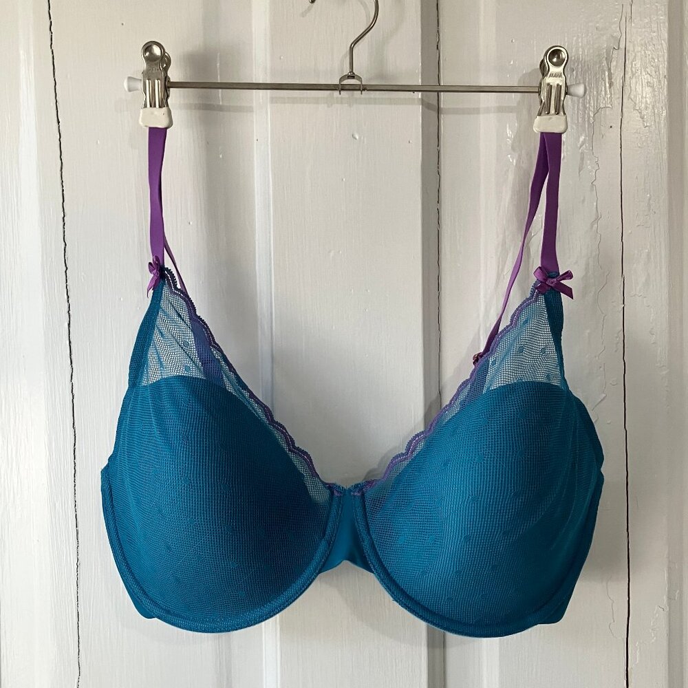 Skarlett Blue Siren Lightly Lined Dotted Lace Bra  CELESTIAL/VIVID PURPLE 34DDD